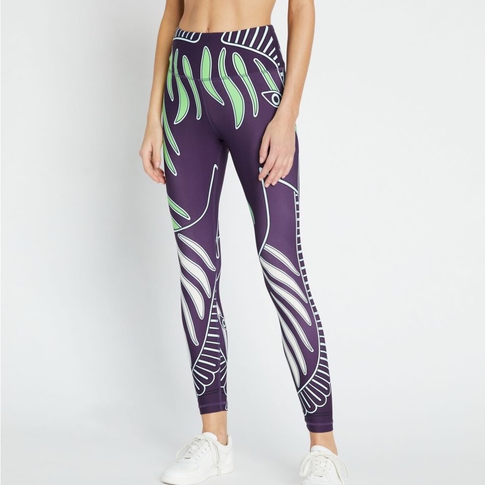 Tory Burch Weightless Printed 7/8 Legging Zebra High Waist Purple Green size XS